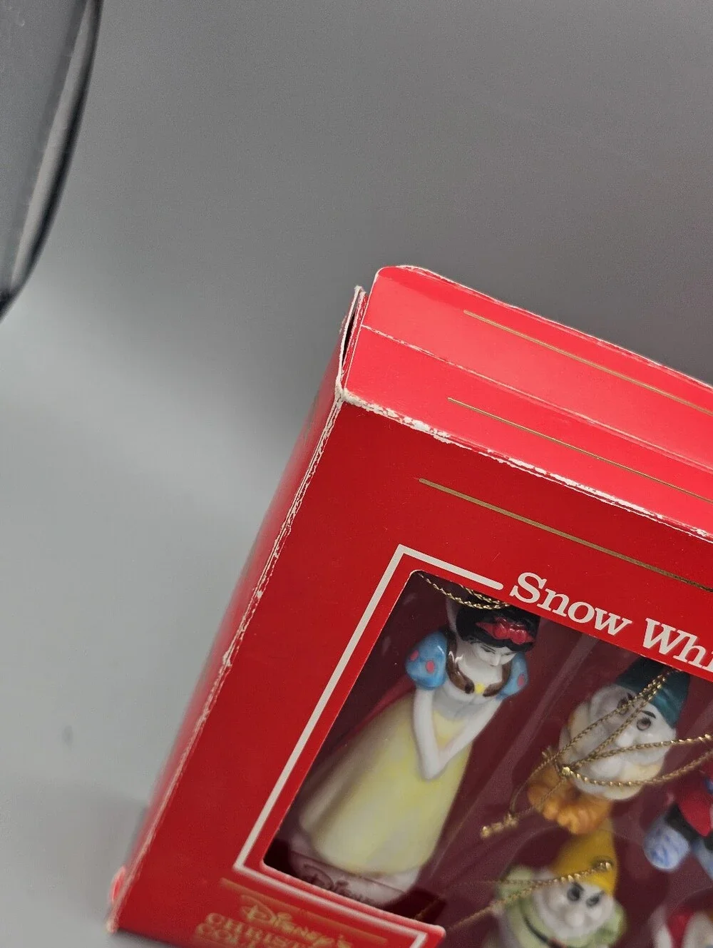 Vtg Disney Snow White 7 Dwarfs Bone China Ornament Set Complete Box Taiwan Rare